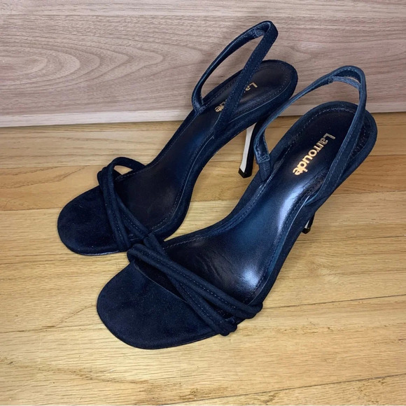 LARROUDE Annie Slingback Stiletto Sandal in Black - Size 7.5 - Picture 1 of 7